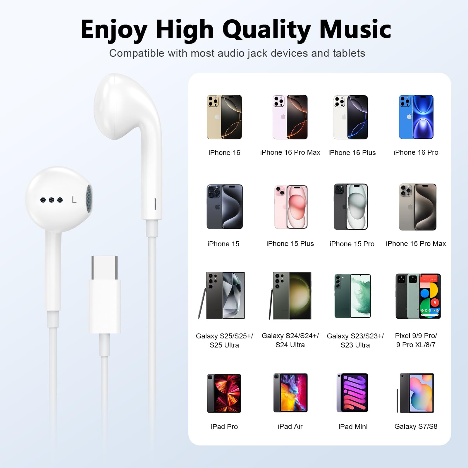Amazon.co.jp: [Apple MFi認証] USB Cヘッドフォン iPhone 17 16 15用